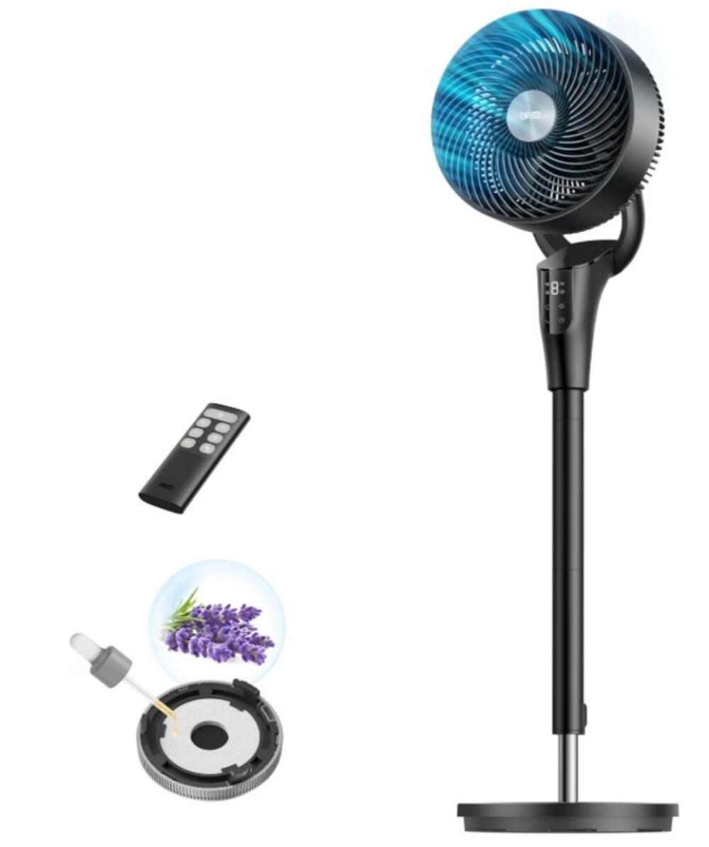 DREO Standing Oscillating Fan 38-42" Adjustable Quiet Remote Timer Black